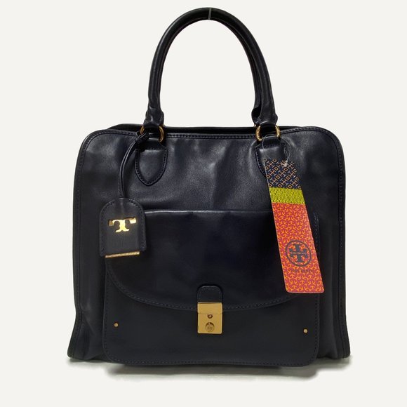 Tory Burch Priscilla Navy Blue Leather Bag - Picture 1 of 11